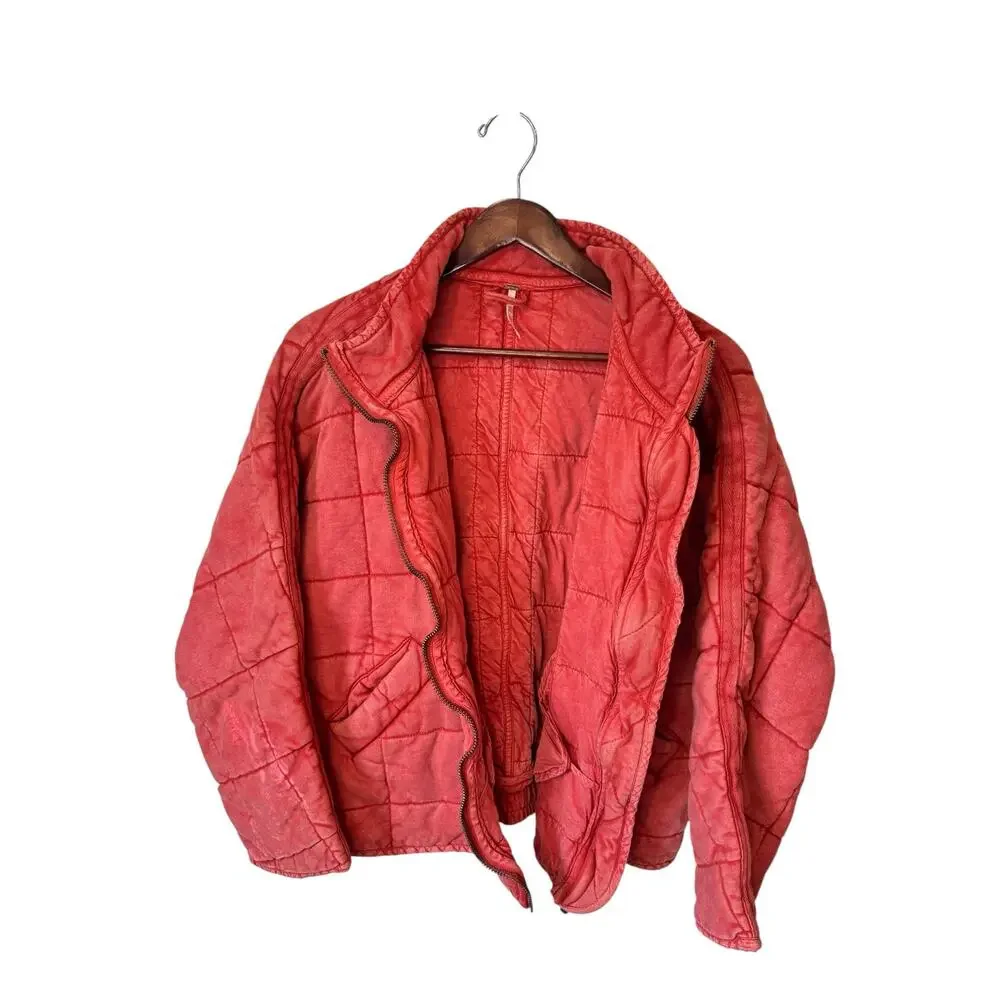 FREE PEOPLE Dolman Quilted Knit Jacket Red Myrrh Size Small EUC $198 MSRP Boho - Picture 7 of 10